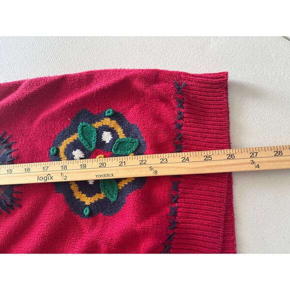 Jantzen Classics Ugly Sweater Vest Women Size Large Red Hearts Christmas Holiday - Picture 6 of 9